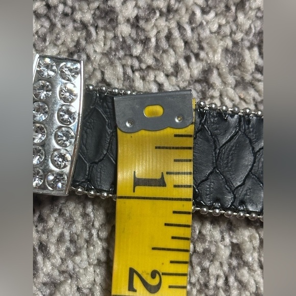 Womens belt 24-26 black rockabilly bling studs  rhinestones western cowgirl 3490 - Picture 11 of 15
